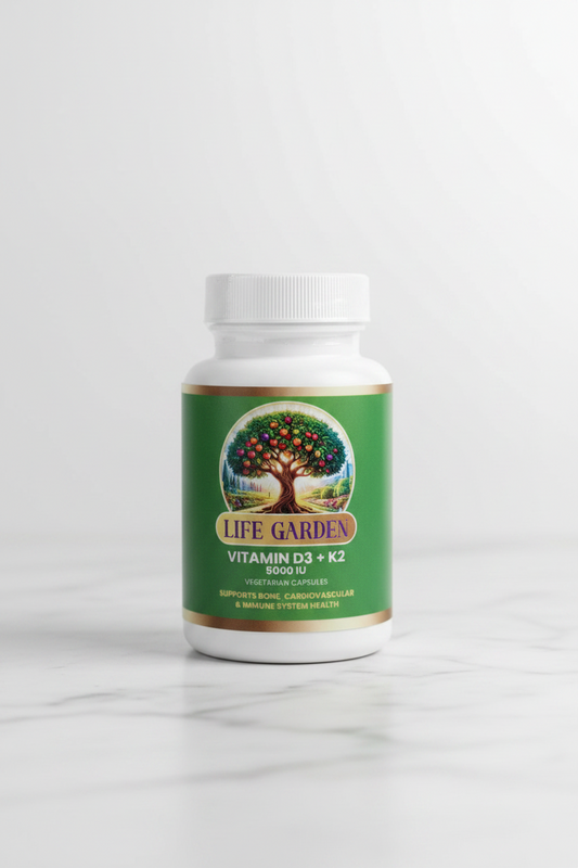 LIFE GARDEN Vitamin D3 + K2 5000 IU Vegetarian Capsules